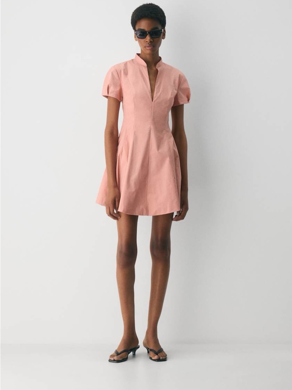 Babaton Rose-Pink Short Sleeve Mini Dress